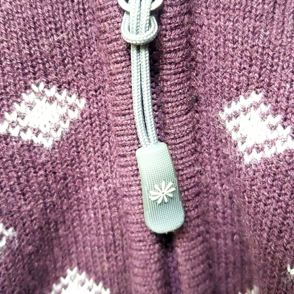 Athleta Purple and White Fair Isle Teton Wool Blend Full Zip Sweater M - Picture 8 of 9